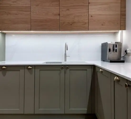 green shaker kitchen